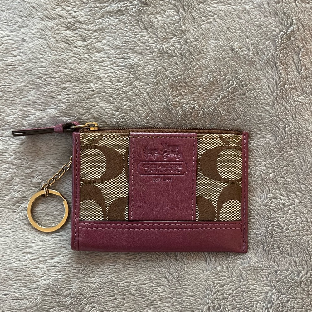 Coach Tan and Purple Card Holder